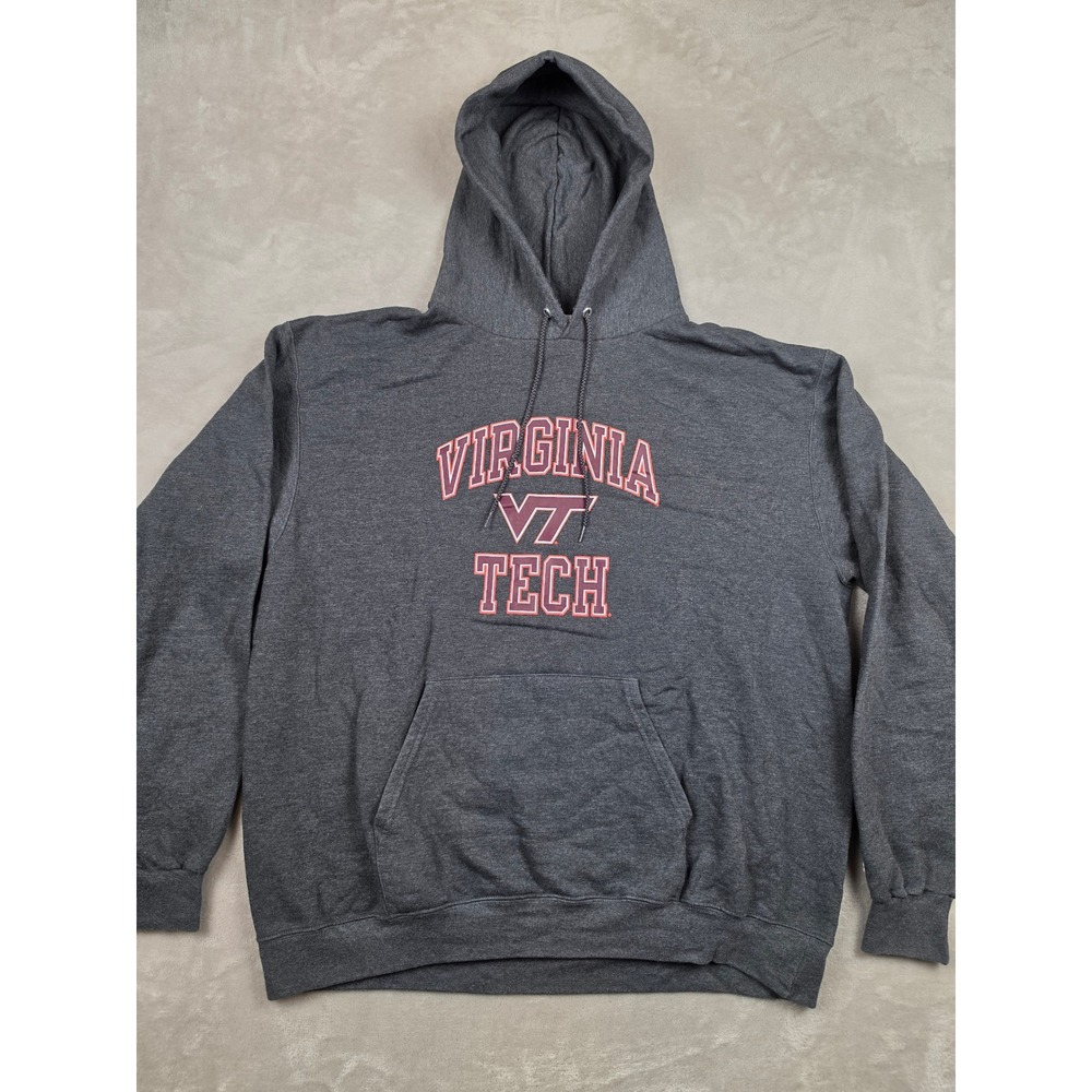 Champion Hoodie Mens XL Gray Virginia Tech Hokies NCAA Pullover Sweatshirt